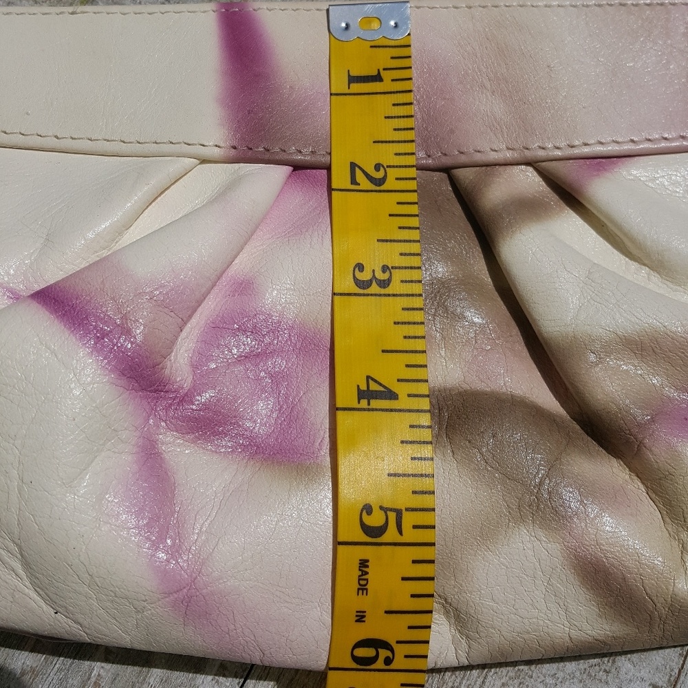NWT Lauren Merkin Calf Skin Tie-dye Pattern Clutch - Picture 2 of 8